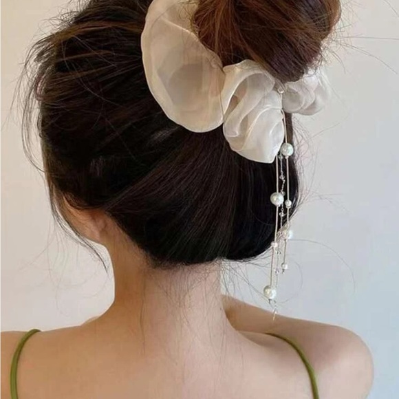 Pearl Detail Hair Scrunchie - Picture 2 of 4
